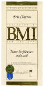 Eric Clapton 1992 Tears In Heaven BMI Citation of Achievement Certificate (USA)