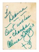 George And Olivia Harrison Handwritten Gift Tag (UK)