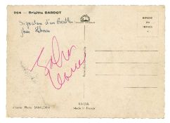 John Lennon Autographed Brigitte Bardot Postcard 1964/1965 (France)