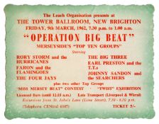 Rory Storm & The Hurricanes Ringo Starr 1962 Operation Big Beat II Ticket (UK)