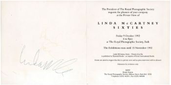 Paul And Linda McCartney Signed Sixties Photographic Exhibition Invite (UK)