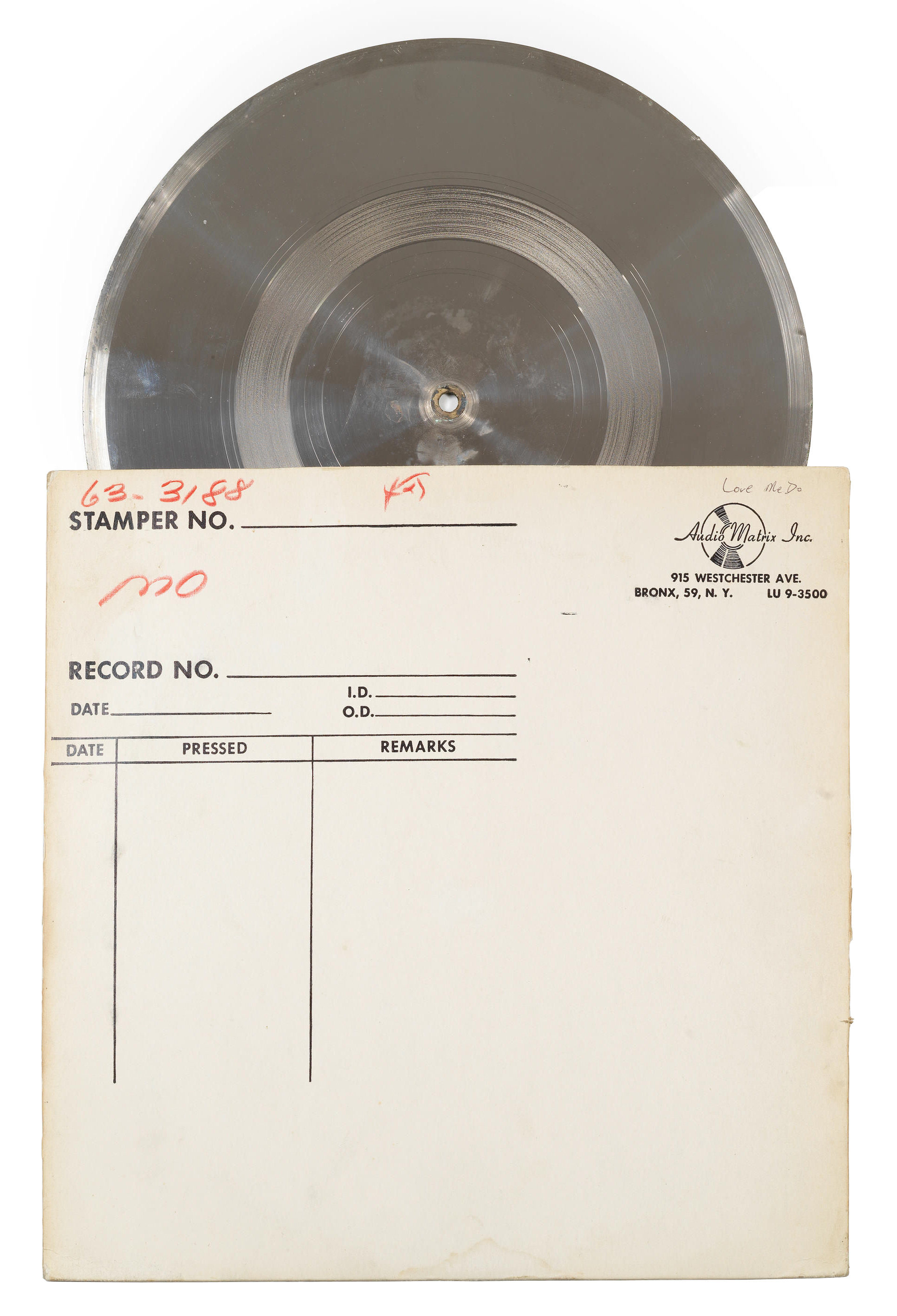 The Beatles Love Me Do / PS I Love You 1964 Metal Master Discs (USA)