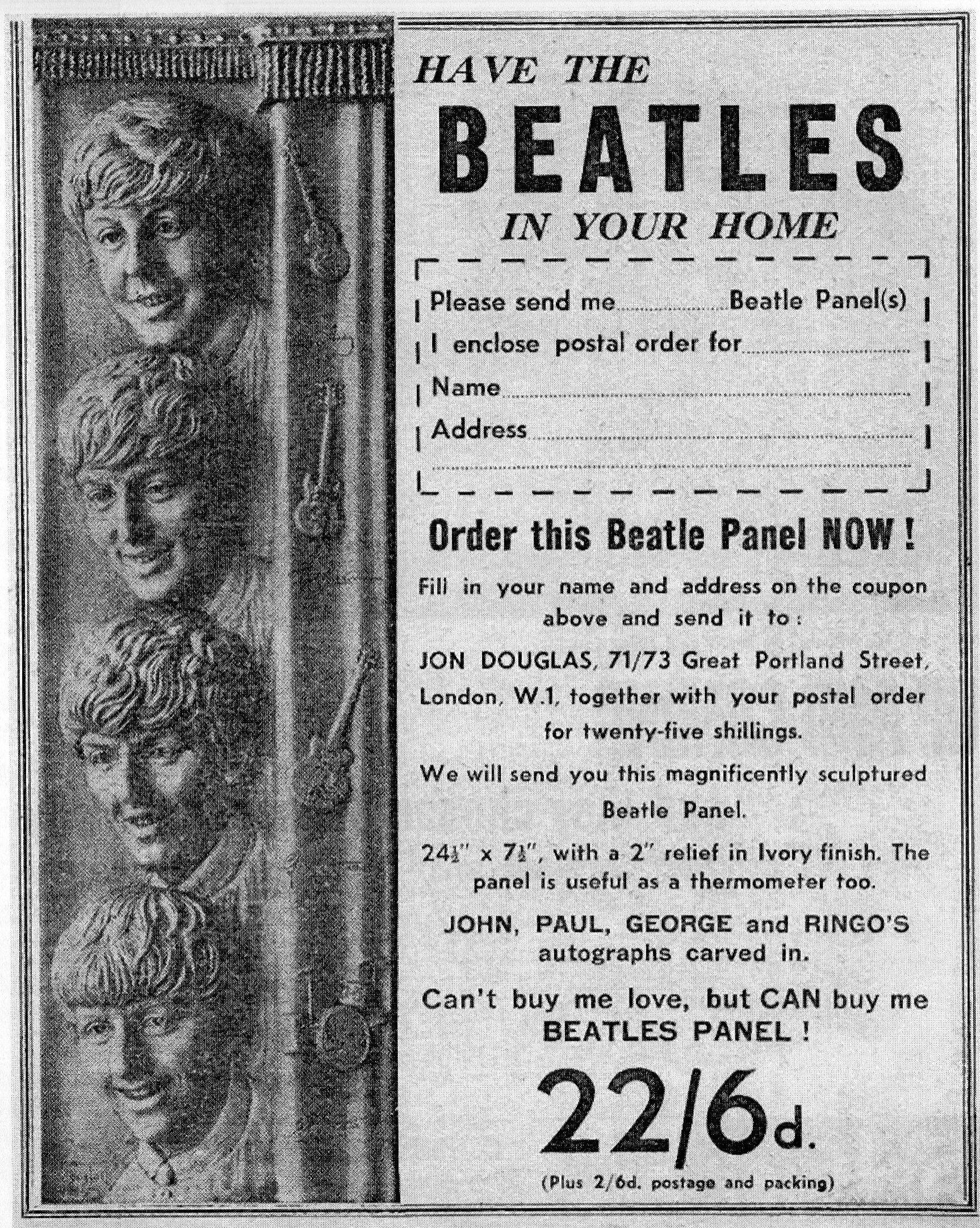 The Beatles 1964 Jon Douglas Plaster Wall Hanging (UK) - Image 2 of 2