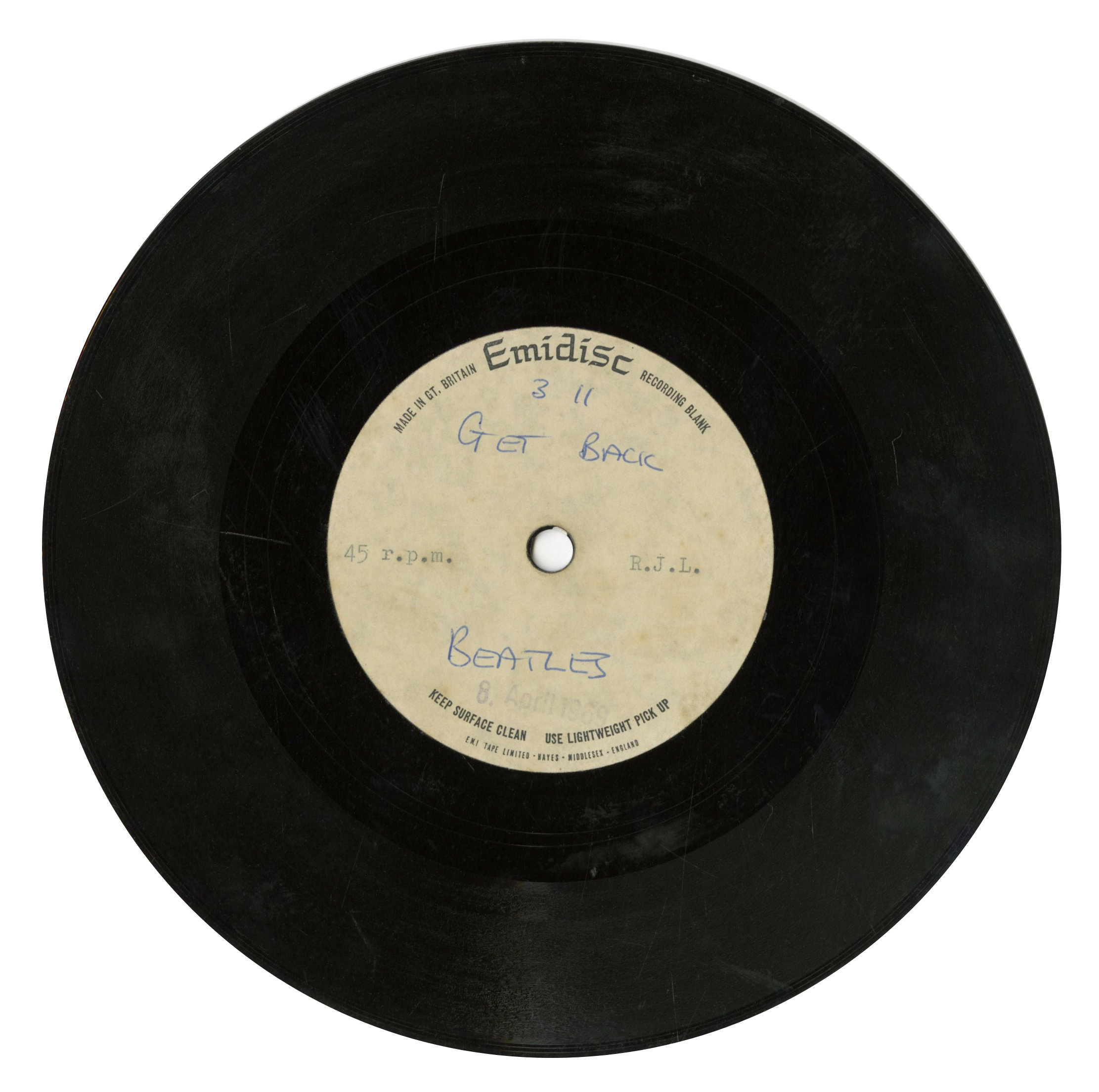 The Beatles 1969 Get Back 7 Inch Emidisc Acetate (UK)