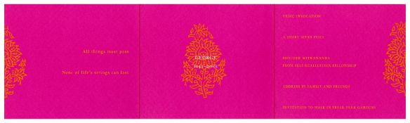 George Harrison Memorial Order Of Service (UK)