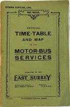 1924 East Surrey Traction Co TIMETABLE BOOKLET. The Spring Edition, dated 17-4-24. In very good,