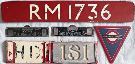 Selection (5) of mainly Routemaster items comprising a bonnet FLEETNUMBER PLATE from RM 1736 (