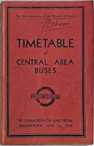 1938 London Transport Inspectors' 'Red Book' TIMETABLE BOOKLET for Central Buses on and from Weds