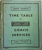 1933 (October) London Transport Green Line Coach Services TIMETABLE BOOKLET with print-code 25-10-