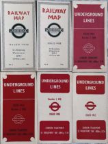 Selection (6) of 1930s/40s London Underground diagrammatic card POCKET MAPS comprising issues No 2