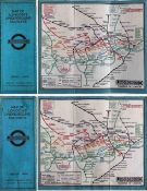 Pair of c1931 London Underground linen-card POCKET MAPS from the Stingemore-designed series of