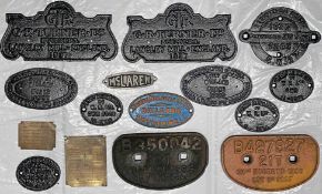 Good quantity (15) of 1930s onwards railway WAGON & MANUFACTURER'S PLATES. The former include C R