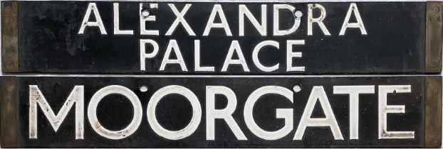 London Underground 1938-Tube Stock enamel CAB DESTINATION PLATE for Alexandra Palace / Moorgate on