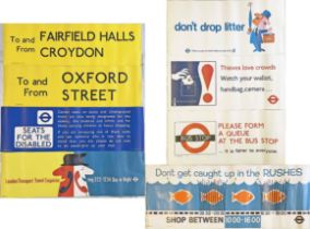 Selection (8) of 1970s London Transport SLIPBOARD & INTERIOR POSTERS for Routemaster & other