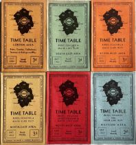 Complete set (6) of London Transport Area TIMETABLE BOOKLETS for October 1935 comprising London,