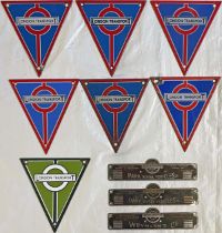 Selection (7 + 3) of London Transport RT bus enamel RADIATOR BADGES (six Central Area, one Country