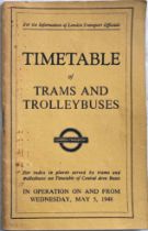 1948 London Transport Officials' TIMETABLE of Trams and Trolleybuses in operation on and from