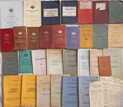 Box of 38 assorted London tram, bus & Underground (mainly the first) RULE BOOKS, BYE-LAWS, UNION