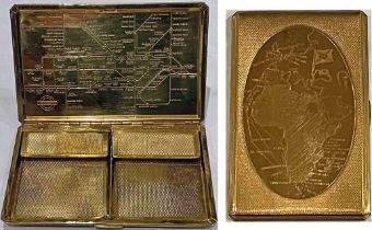 1930s CIGARETTE CASE with engraved London Underground map on the inside including pre-WW2 bullseye