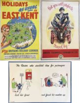 Selection (3) of cWW2 double-crown-size POSTERS comprising 'Holidays as usual in East Kent' (