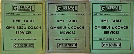 Selection (3) of 1930s London General Country Services TIMETABLE BOOKLETS of Omnibus & Coach