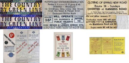 Selection (13) of mainly 1930s London Transport PANEL POSTERS for buses, trolleybuses and coaches.