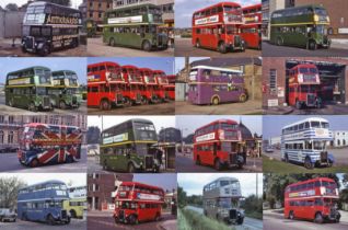 Very large quantity (c200) of 35mm, mainly Kodachrome original COLOUR SLIDES of RT buses taken in