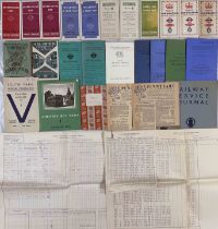 Bundle (28 items) of 1930s onwards, mainly LT ephemera incl Underground & other pocket maps, rule