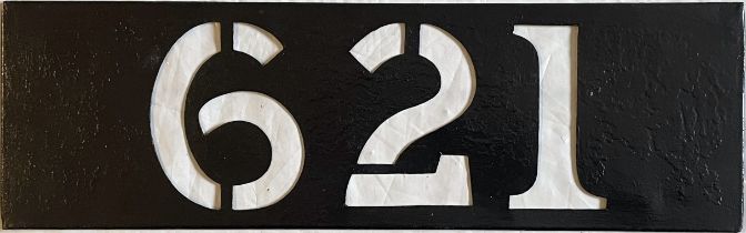 London Transport TROLLEYBUS ROUTE STENCIL PLATE for the 621 which ran from North Finchley to Holborn
