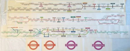 Selection (3) of 1950s London Underground paper CAR DIAGRAMS (line maps) comprising Bakerloo Line