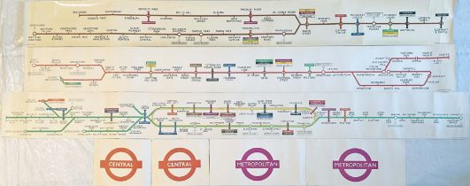 Selection (3) of 1950s London Underground paper CAR DIAGRAMS (line maps) comprising Bakerloo Line