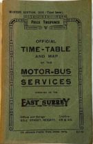 1925 East Surrey Traction Co TIMETABLE BOOKLET. The Winter Edition, third issue, dated 21/1/25.