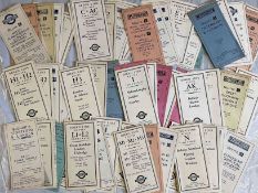 Large quantity (70+) of 1933 Green Line Coaches TIMETABLE LEAFLETS for individual routes lettered