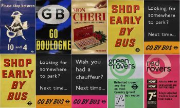 Selection (10) of 1960s London Transport external ADVERTISING POSTERS for Routemaster and RT