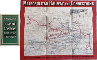 c1928/9 Metropolitan Railway POCKET MAP, the Met's version of the London Underground map, with its