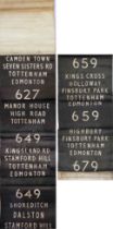 1954 London Transport TROLLEYBUS DESTINATION BLIND from Edmonton (EM) depôt for the side box and