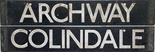London Underground 38-Tube Stock enamel CAB DESTINATION PLATE for Archway / Colindale on the