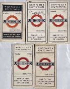 Selection (5) of 1920s London Underground POCKET MAPS in well to heavily-used condition with cover