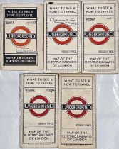 Selection (5) of 1920s London Underground POCKET MAPS in well to heavily-used condition with cover