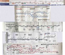 Selection (5) of vinyl rail CARRIAGE DIAGRAMS (route maps) comprising examples for Thameslink (