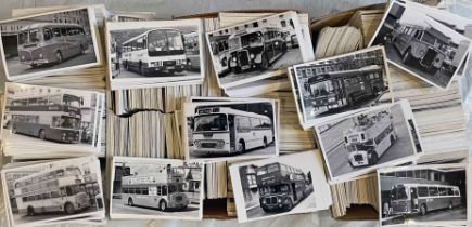 Huge quantity (est. c.4,000) of postcard-size, b&w BUS & COACH PHOTOGRAPHS taken mostly 1950s-70s,