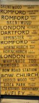 1965 London Transport DESTINATION BLIND for a Green Line RT at Romford (RE) garage coded E for the