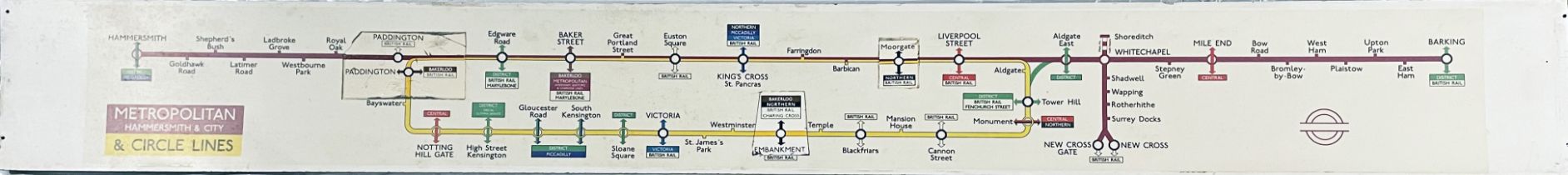 1970s London Underground CAR DIAGRAM (route map) for the Metropolitan (Hammersmith & City) and