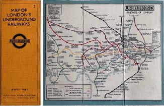 1927 London Underground linen-card POCKET MAP from the Stingemore-designed series of 1925-32. This