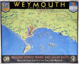 1938 Southern & Great Western Railways quad-royal size POSTER 'Weymouth & District' by Dilly.