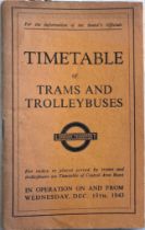 1943 London Transport Officials' TIMETABLE of Trams and Trolleybuses in operation on and from