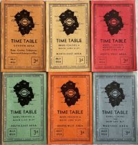 Complete set (6) of London Transport Area TIMETABLE BOOKLETS for July 1934 comprising London,