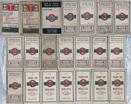 Selection (21) of Underground Group Tramways POCKET MAPS from c1914-1932, just before the London
