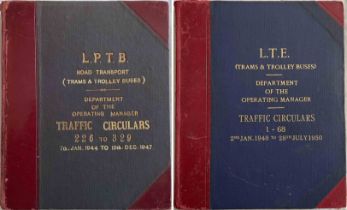 Pair of official bound volumes of London Transport TRAFFIC CIRCULARS for Trams & Trolleybuses