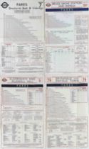 Selection (4) of 1930s London Transport Tramways paper FARECHARTS for 'Feltham'-type cars comprising